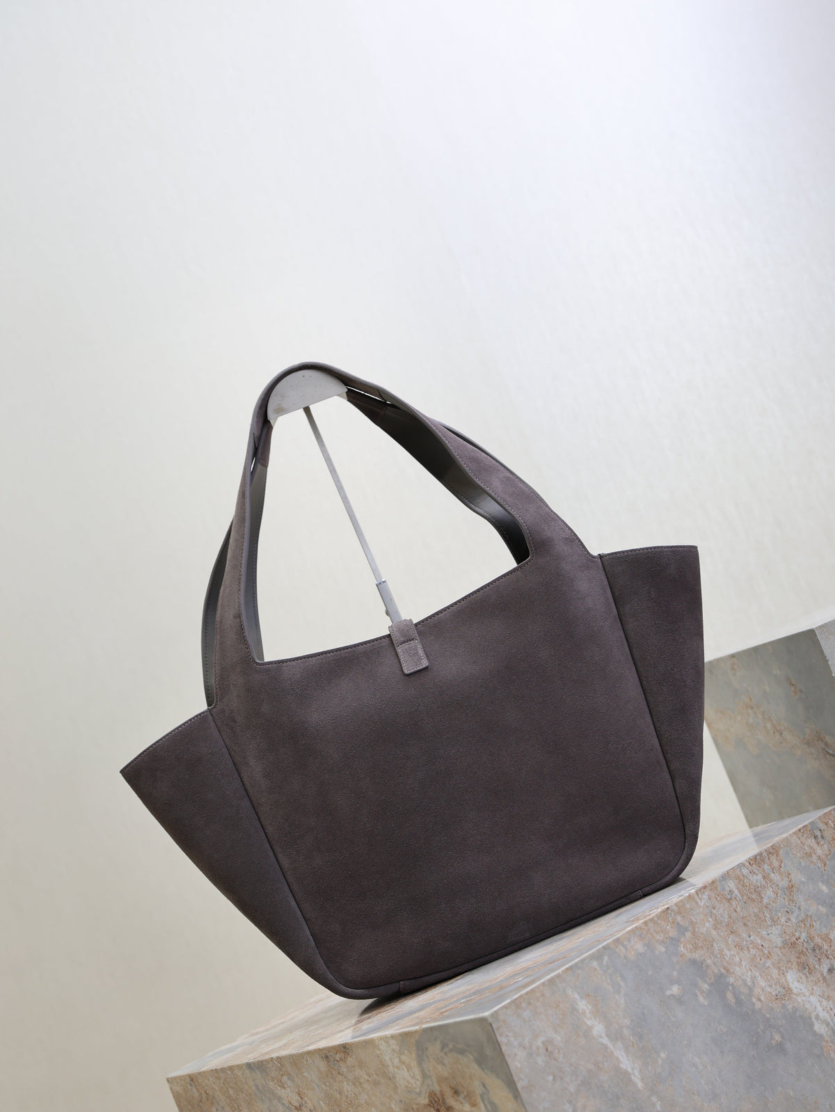 YSL 25S LE 5 À 7 BEA 50 IN DARK GRAY SUEDE GOLD HARDWRE