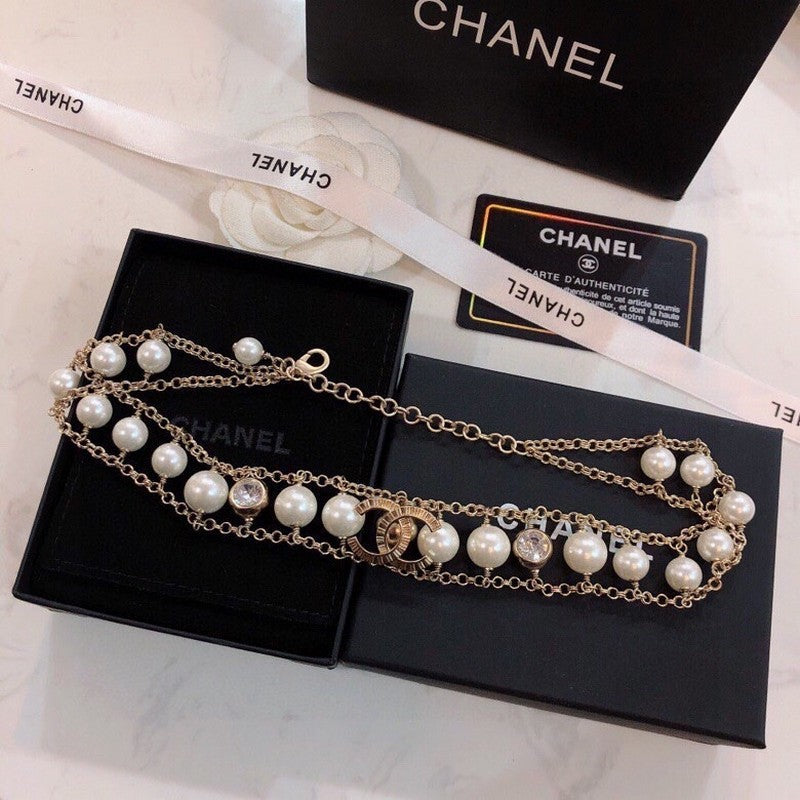 18K  Chanel Pearl Choker Chain Necklace