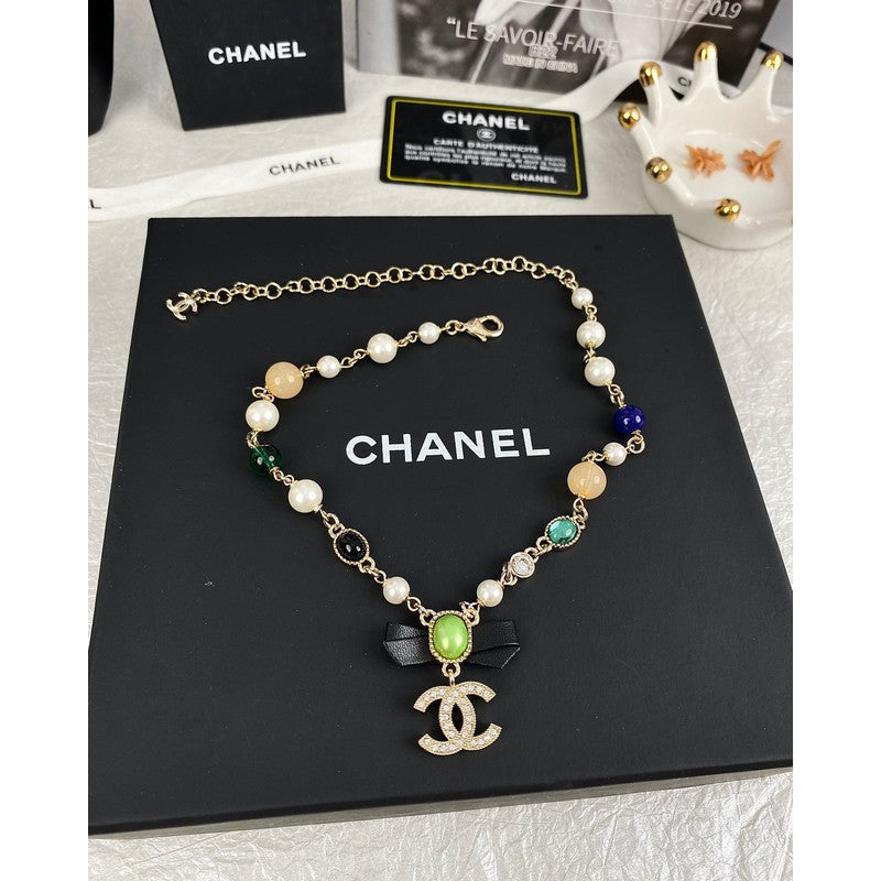 18K  Chanel Crystal Bow Necklace