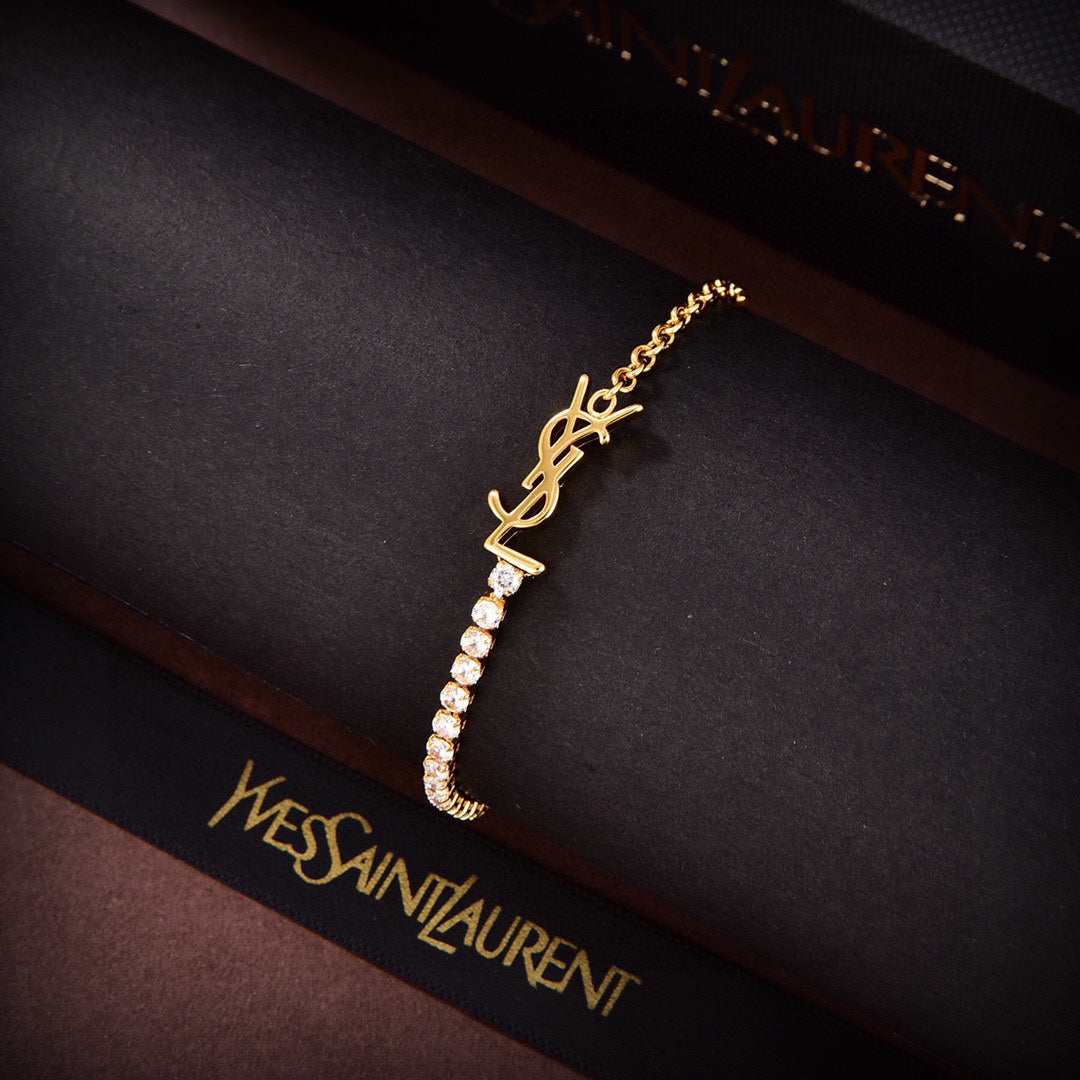 18K YSL Crystals Chain Bracelet