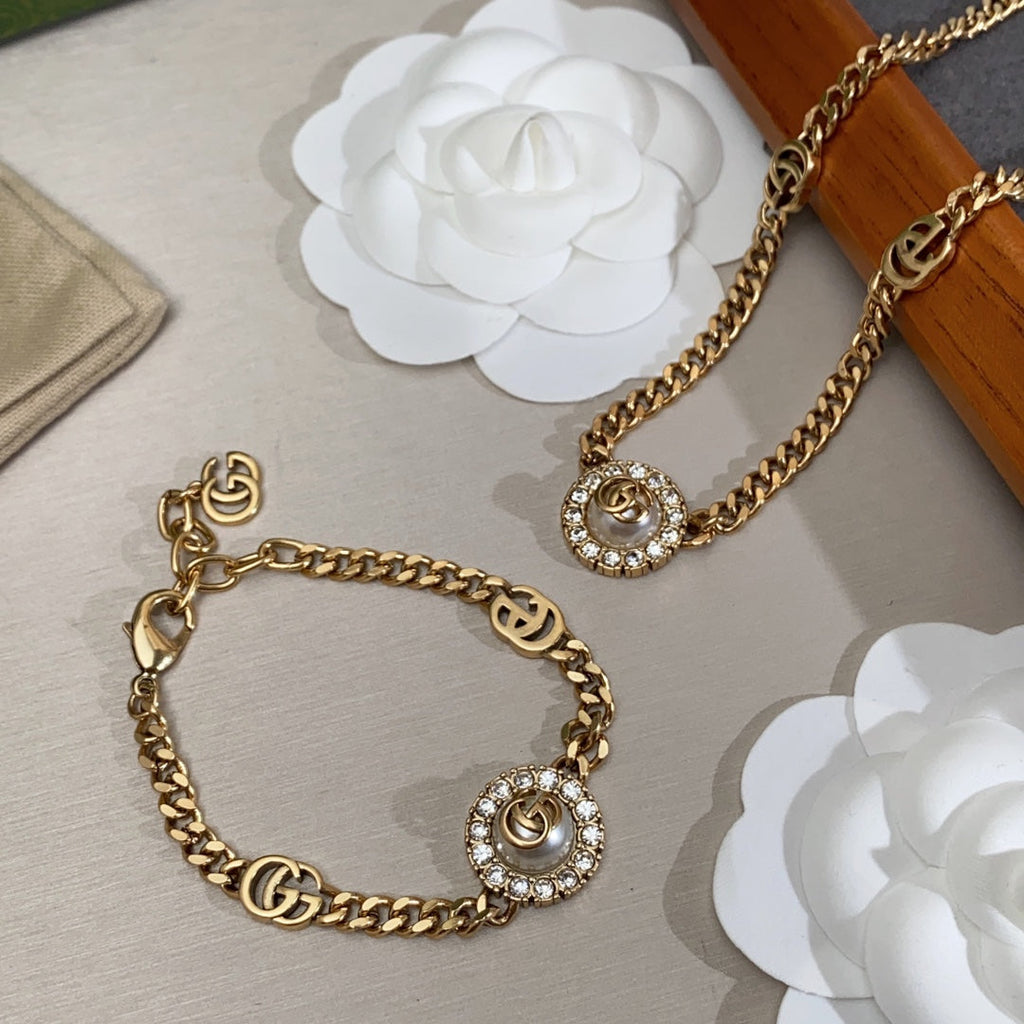 18K Double Gucci Flower Necklace