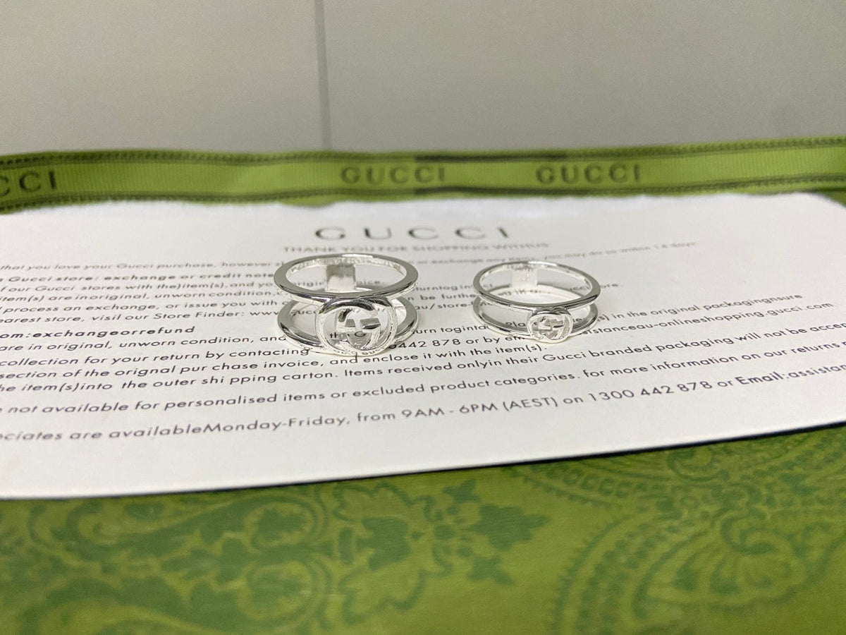 Double Gucci Interlocking Gucci Wide Open Ring