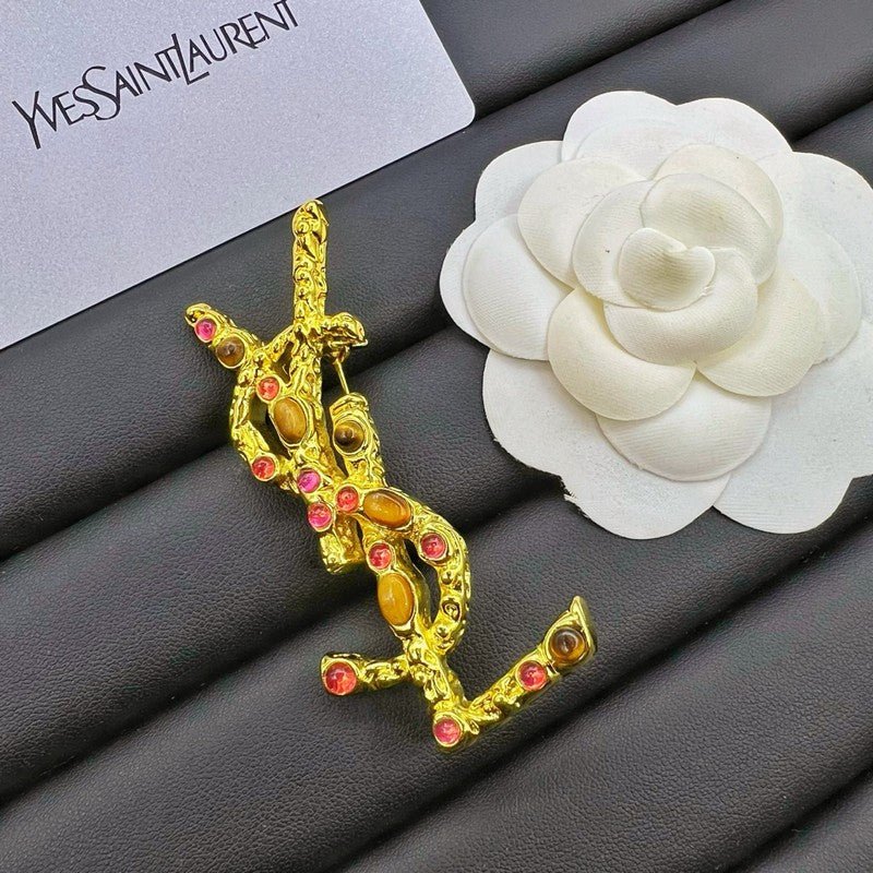 18K YSL Crystal Brooch