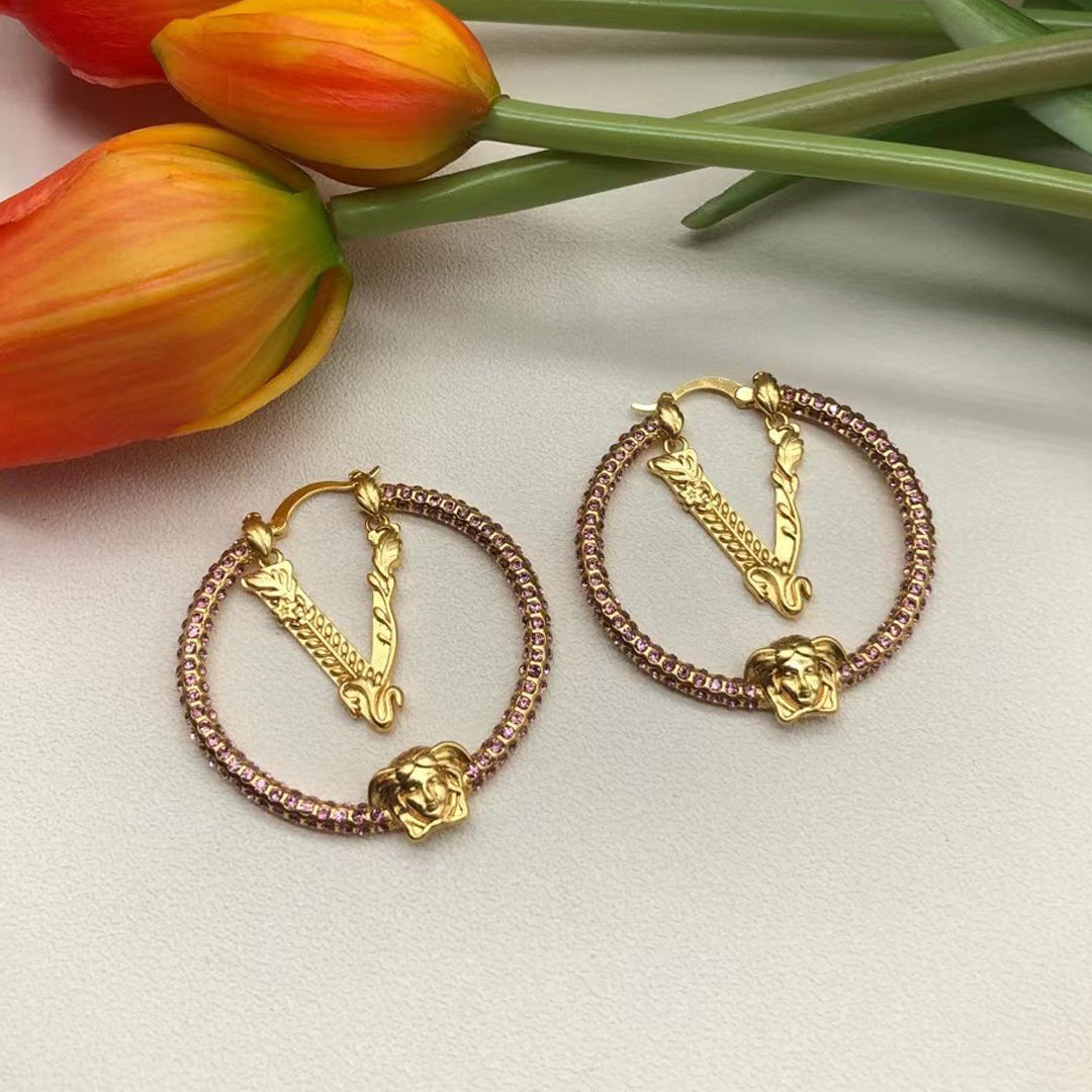 18K Pink Crystals Earrings
