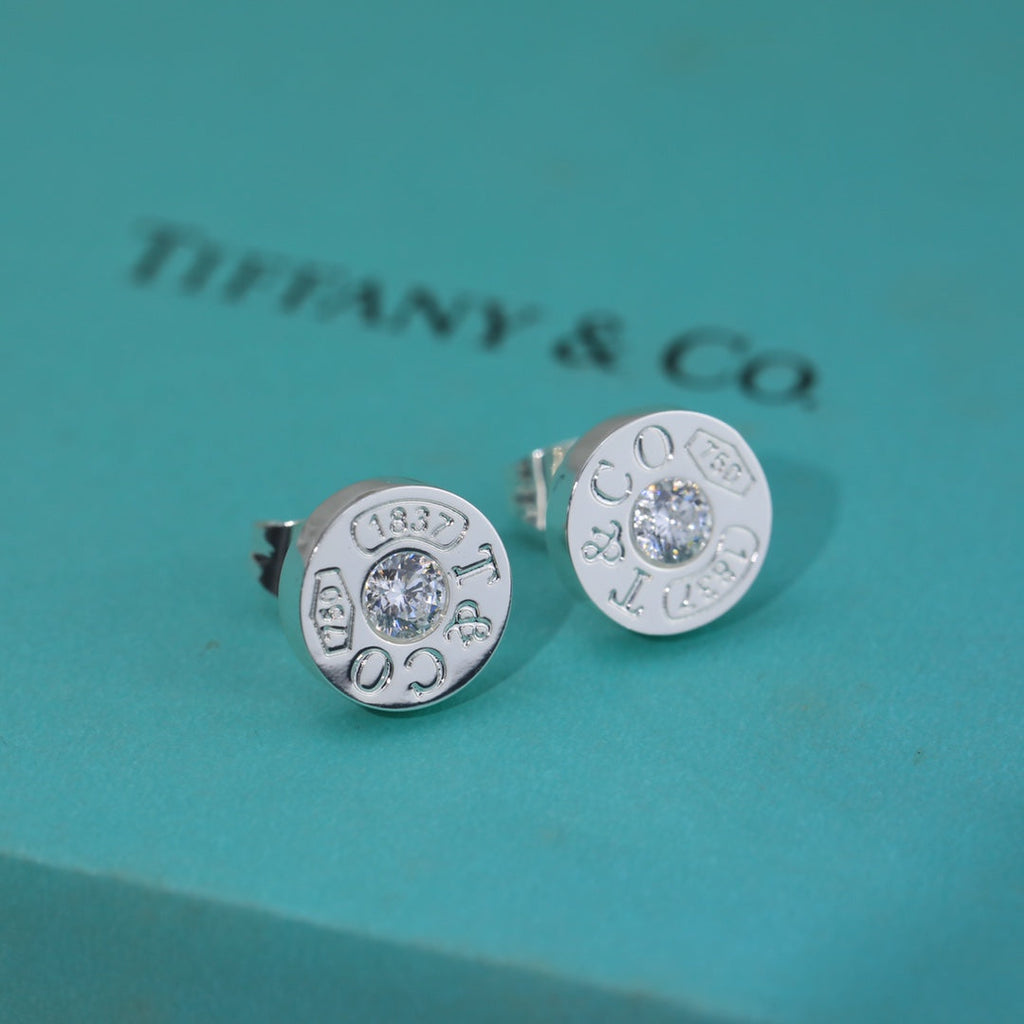 18K Tiffany 1837 Diamond Earrings