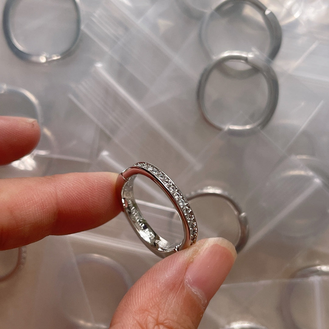 18K Tiffany Lock Diamonds White Gold Ring