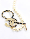 18K  Chanel Leather Pearls Necklace