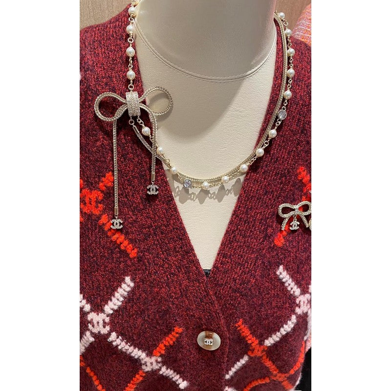 18K  Chanel Bow Tie Pearl Necklace