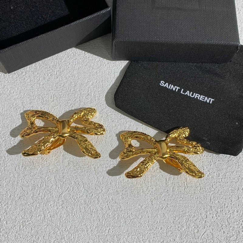 18K YSL 26C Butterfly Gold Earrings