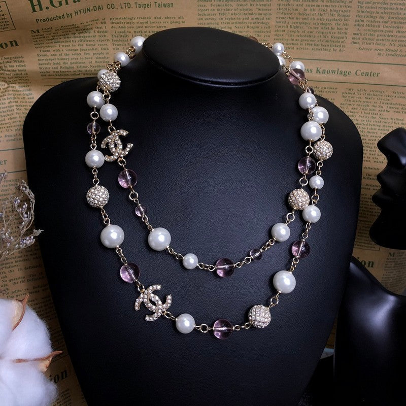 18K  Chanel Black Pearl Diamond Necklace