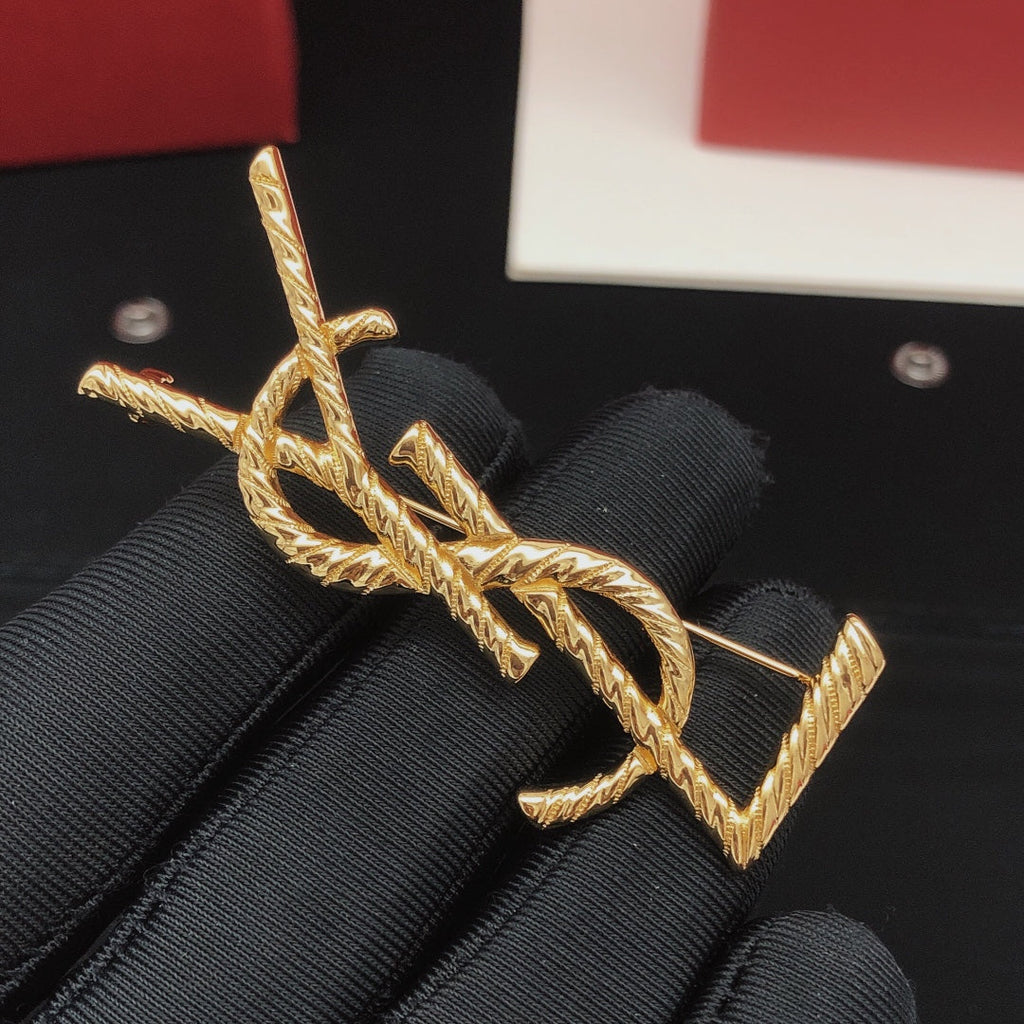 18K YSL Gold Brooch