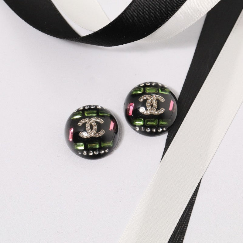 18K  Chanel Black Round Earrings