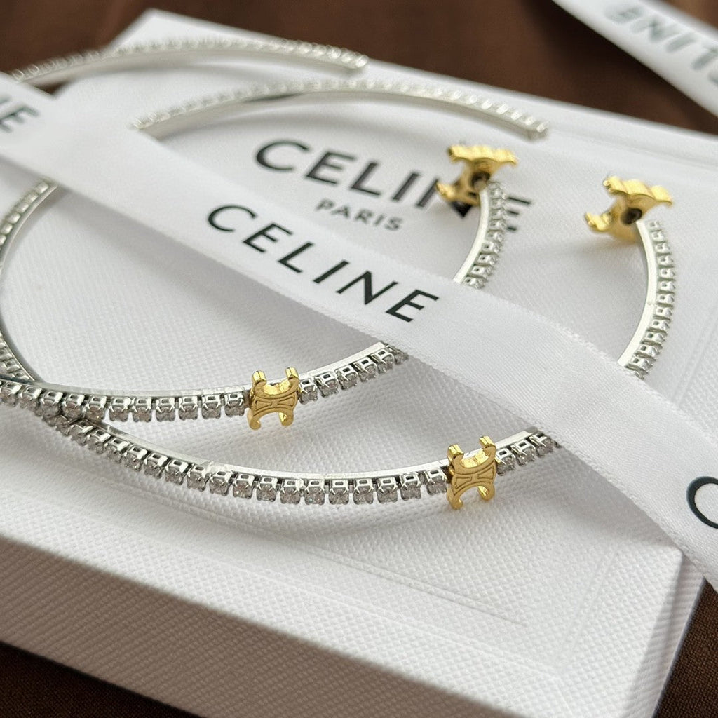 18K Celine Gourmette Crystals Earring