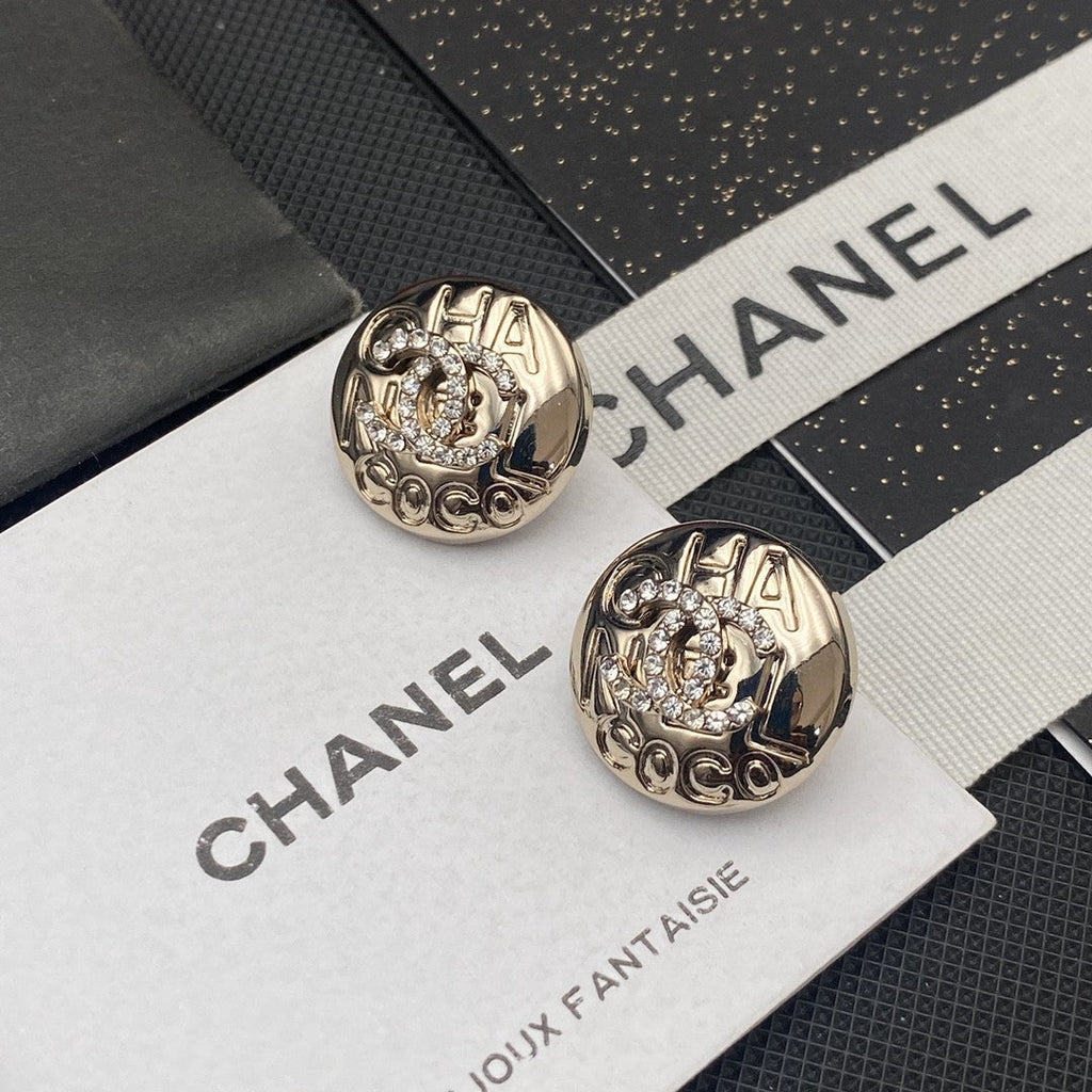 18K  Chanel Circle Diamond Earrings