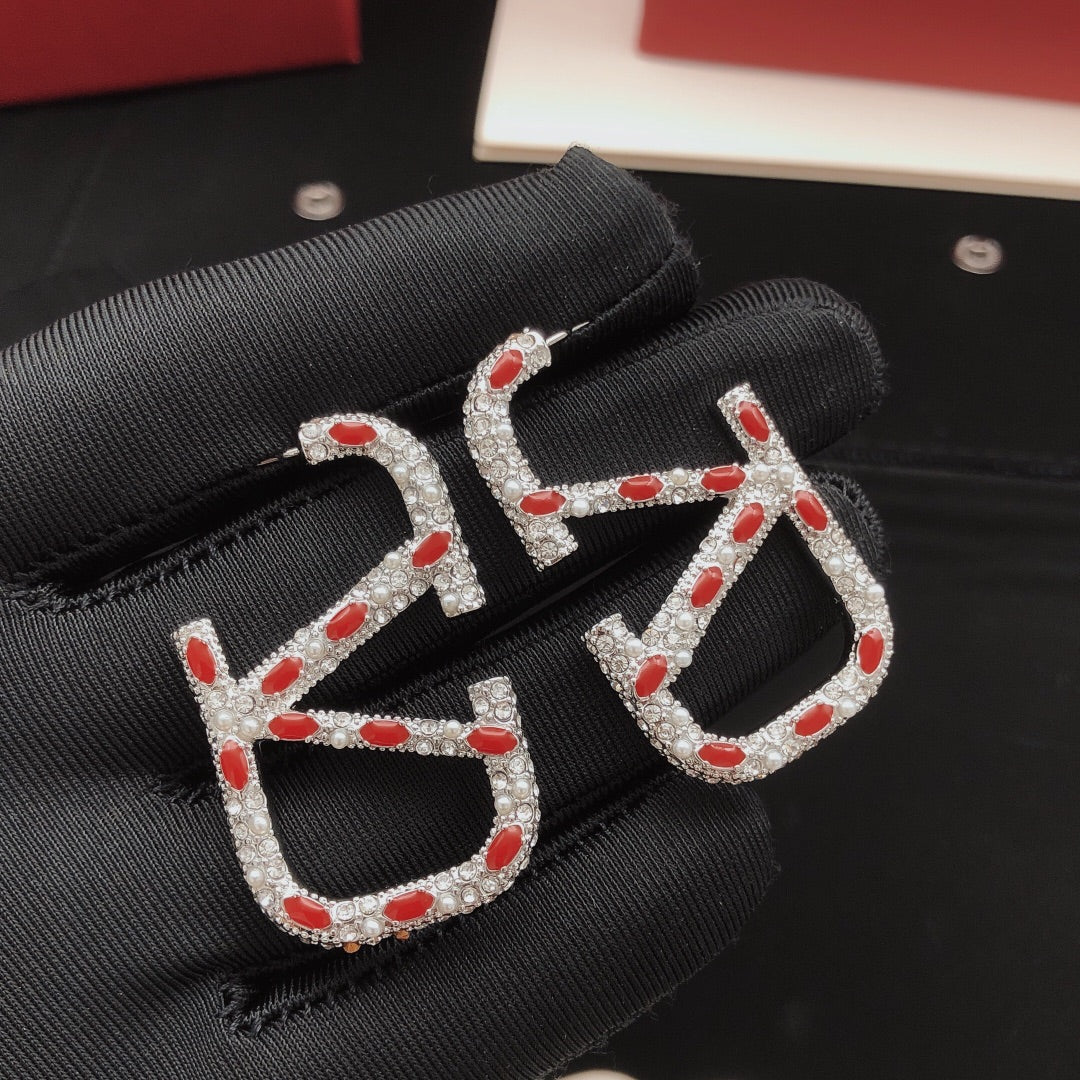 18K Valentino Red Crystal Earrings