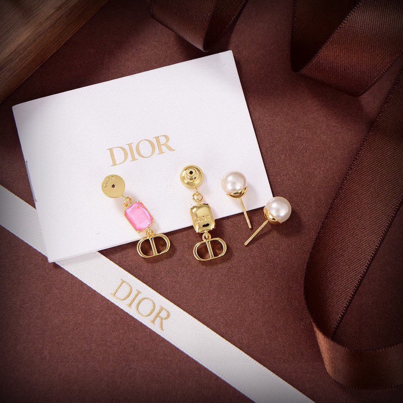 18K Petit Dior Crystal Earrings