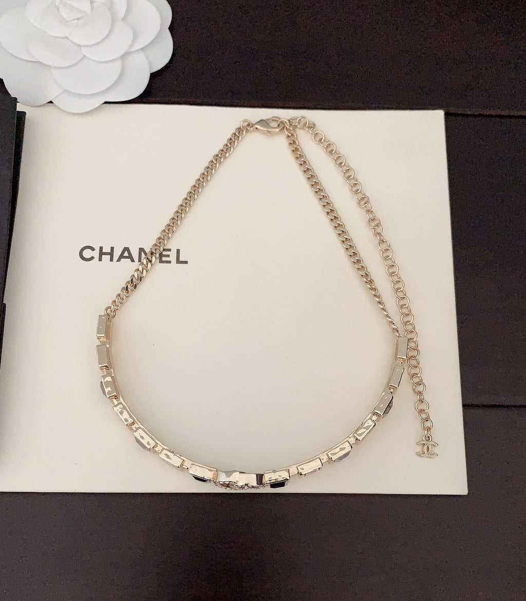 18K  Chanel Gray Crystals Necklace