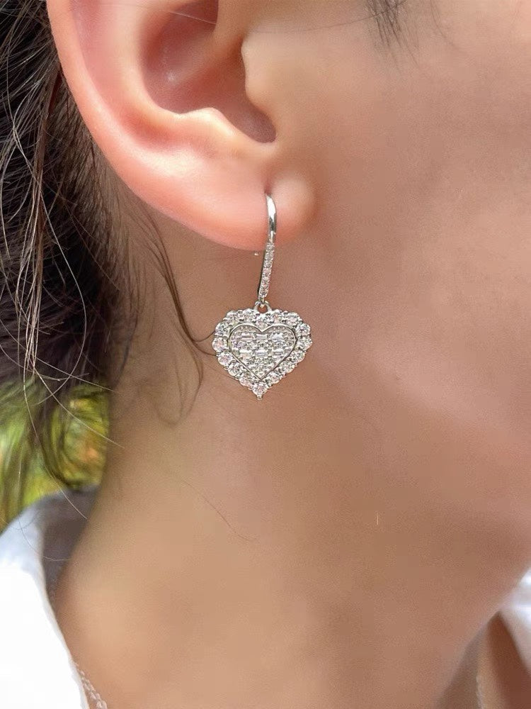 18K Tiffany Heart Diamonds Earrings