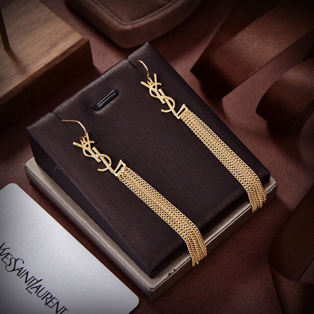 18K YSL Monogram Tassels Earrings