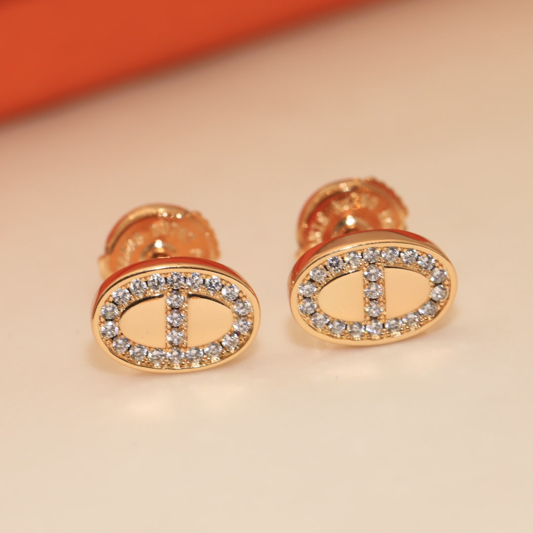 18K Mini Farandole Diamond Hermes Earrings