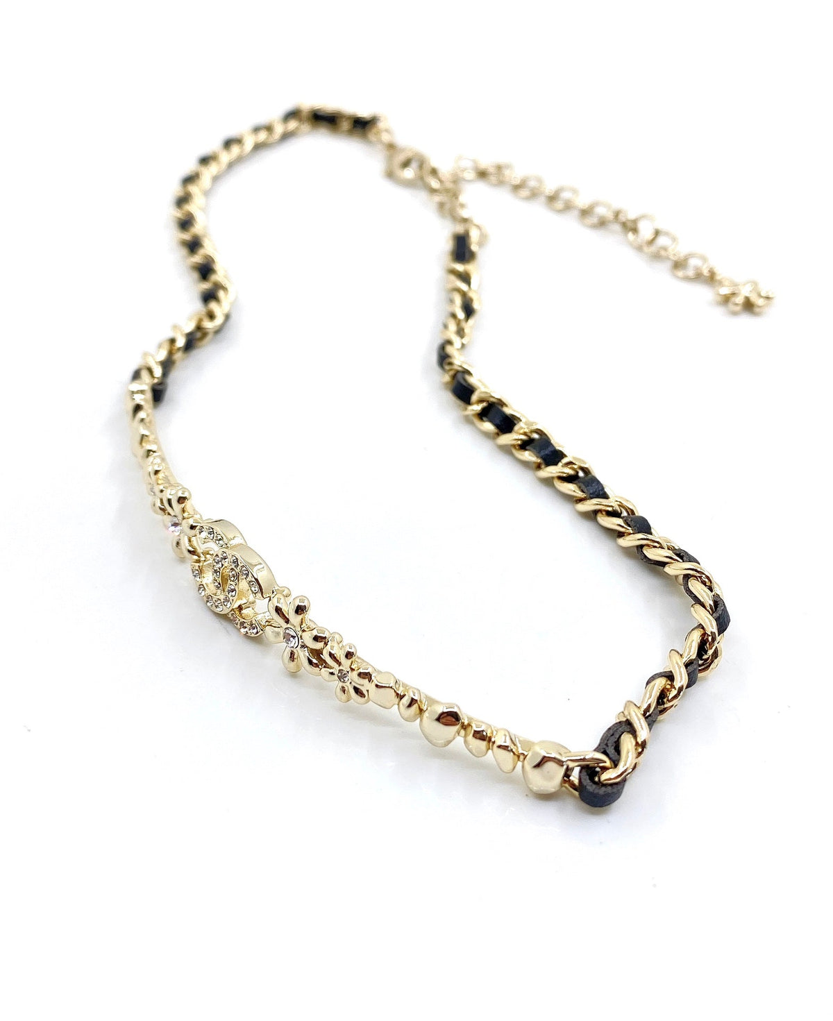 18K  Chanel Leather Choker Necklace