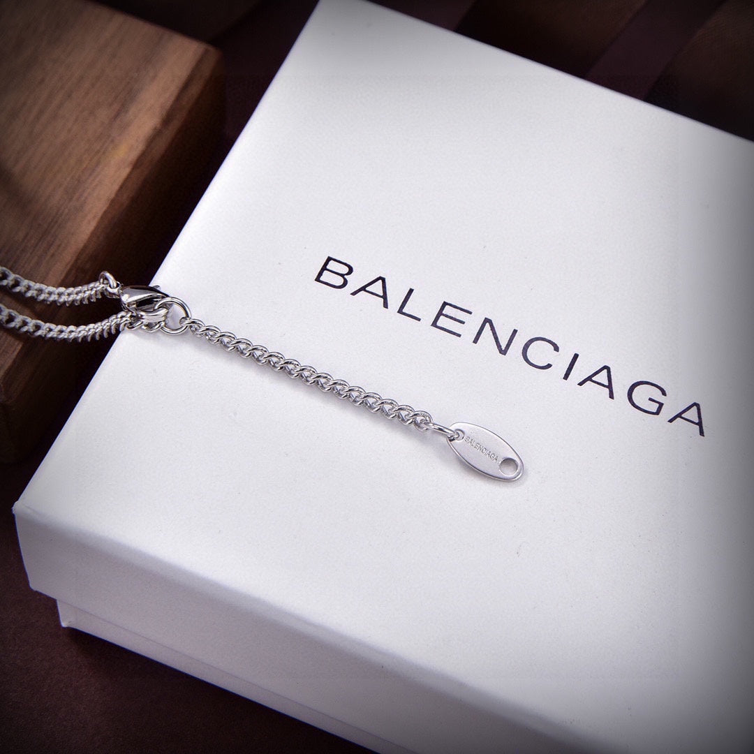 18K Balenciaga Typo Crystals Necklace
