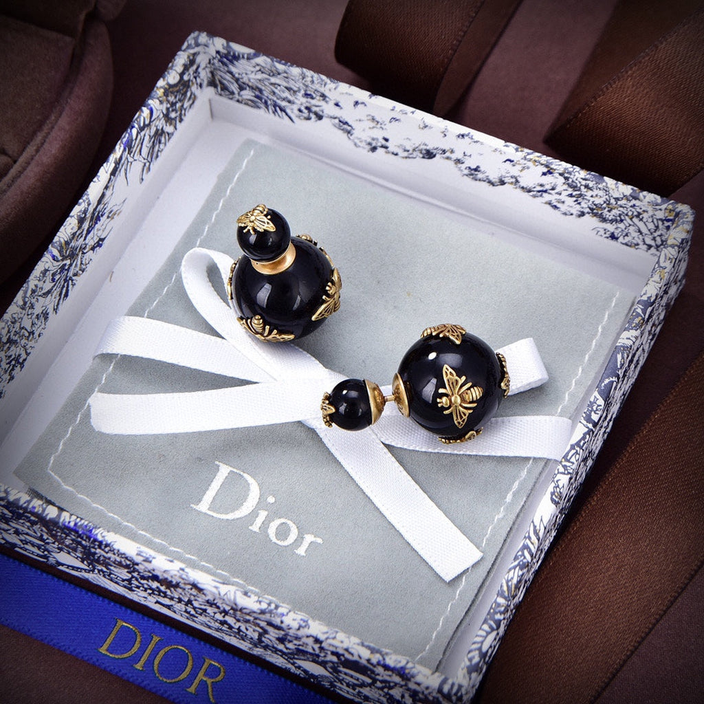 18K Dior Tribales Black Earrings