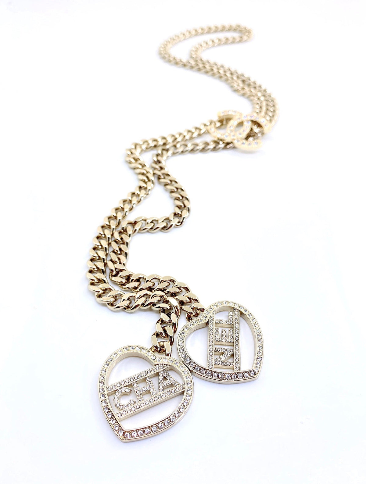 18K  Chanel Heart Chain Necklace
