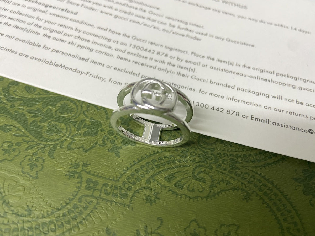 Double Gucci Interlocking Gucci Wide Open Ring