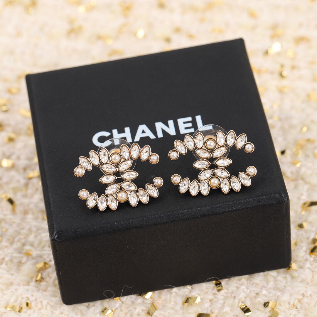 18K  Chanel Crystal Earrings