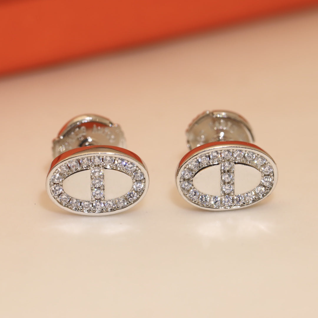 18K Mini Farandole Diamond Hermes Earrings