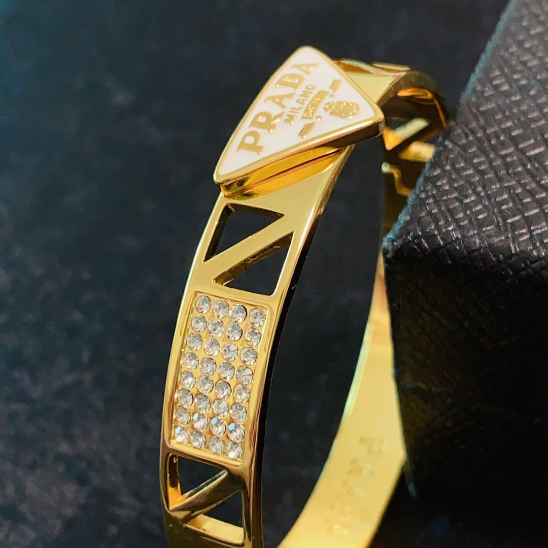 18K Prada Triangle Diamond Bracelet