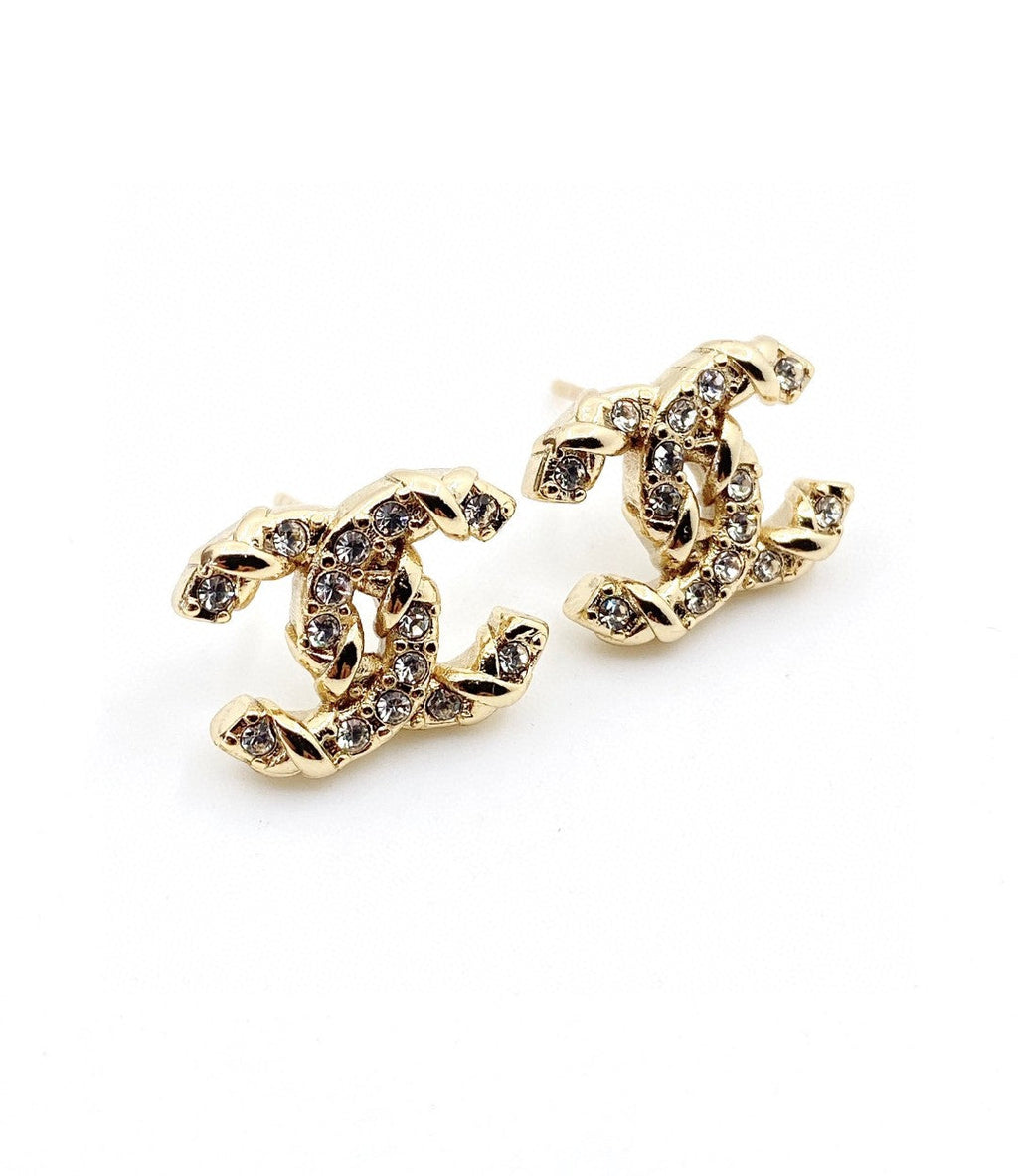 18K  Chanel Full Crystals Earrings