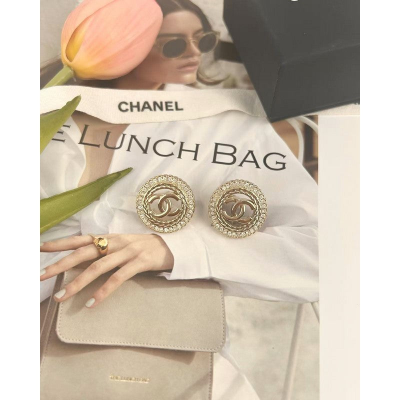 18K  Chanel Classic Diamond Earrings