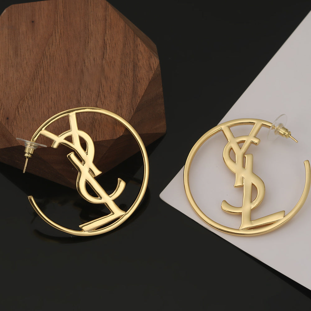 18K YSL Monogram Earrings
