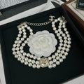 18K  Chanel Choker Pearl Chain Necklace