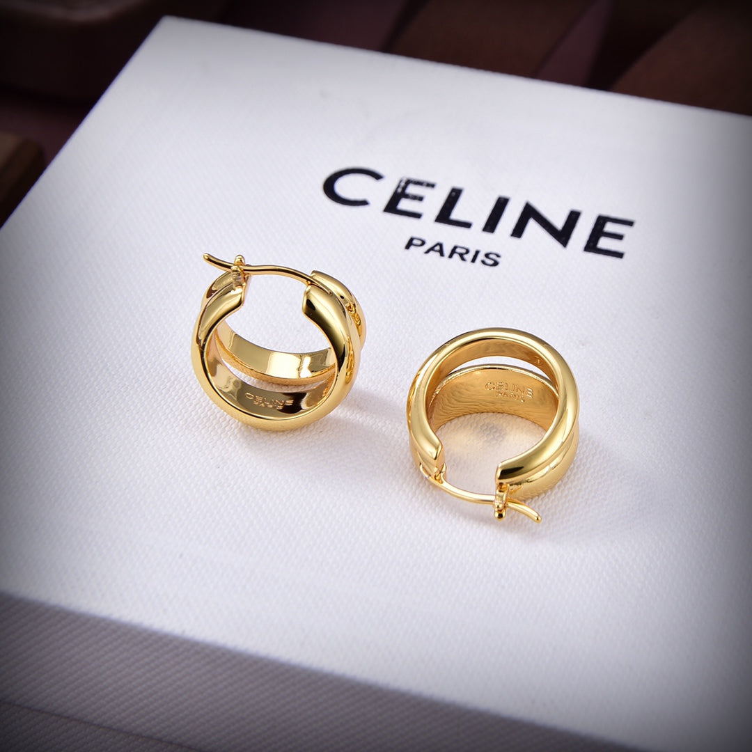 18K Celine Formes Abstraites Hoops Earrings
