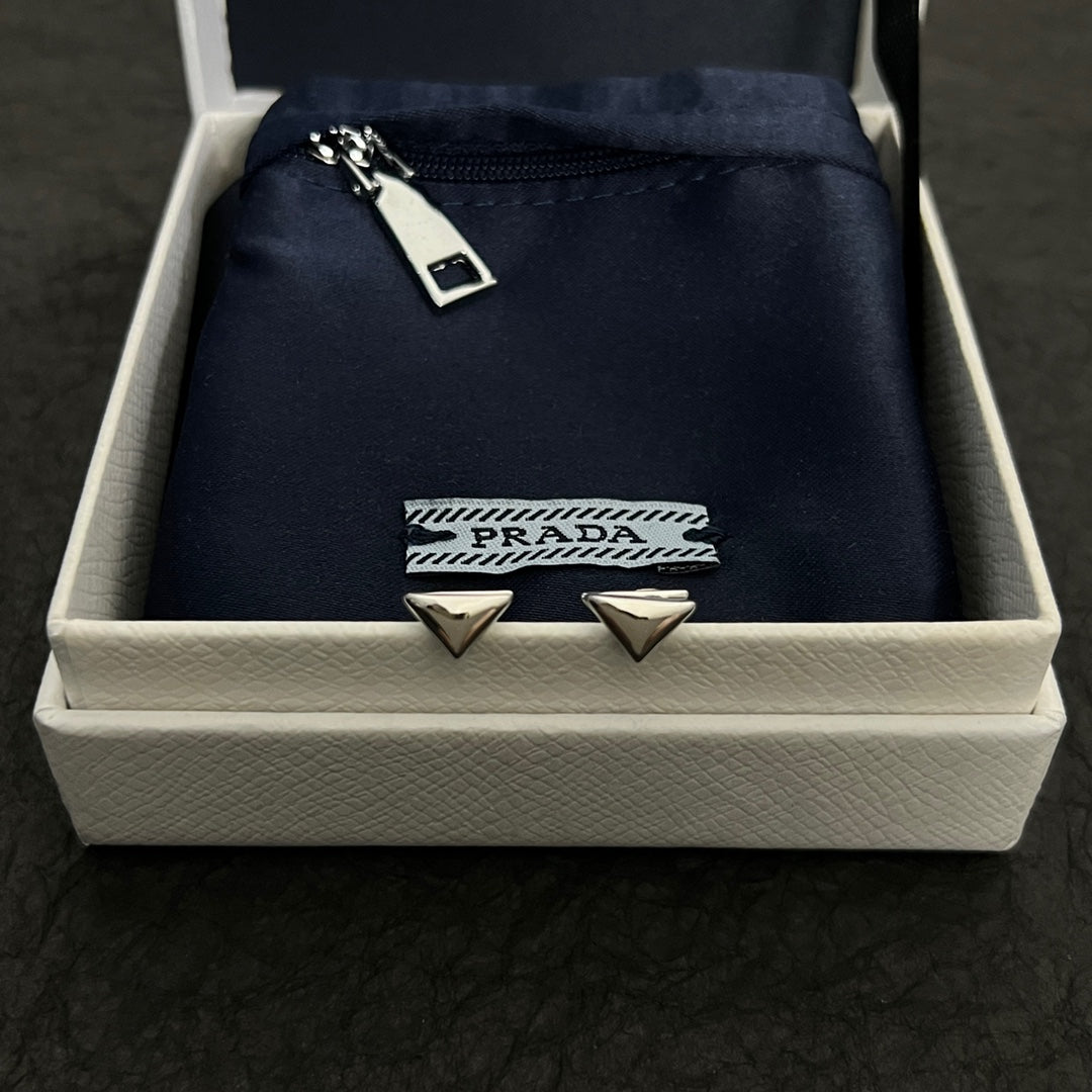 18K Prada Triangle Earrings