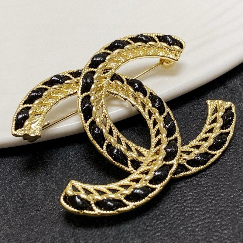 18K  Chanel Leather Gold Brooch
