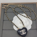 18K  Chanel Black Heart Gold Necklace