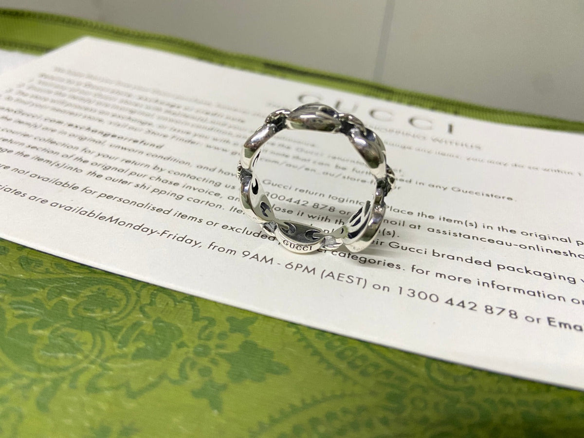 Double Gucci Interlocking Gucci Chain Ring
