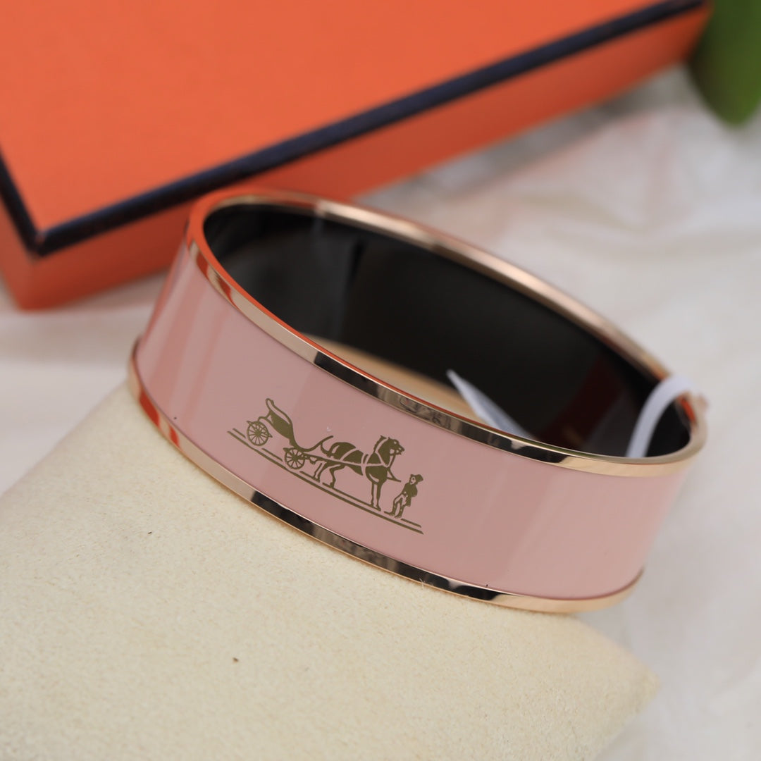 18K Enamel Cal¨¨che Wide Bangle Hermes Bracelet