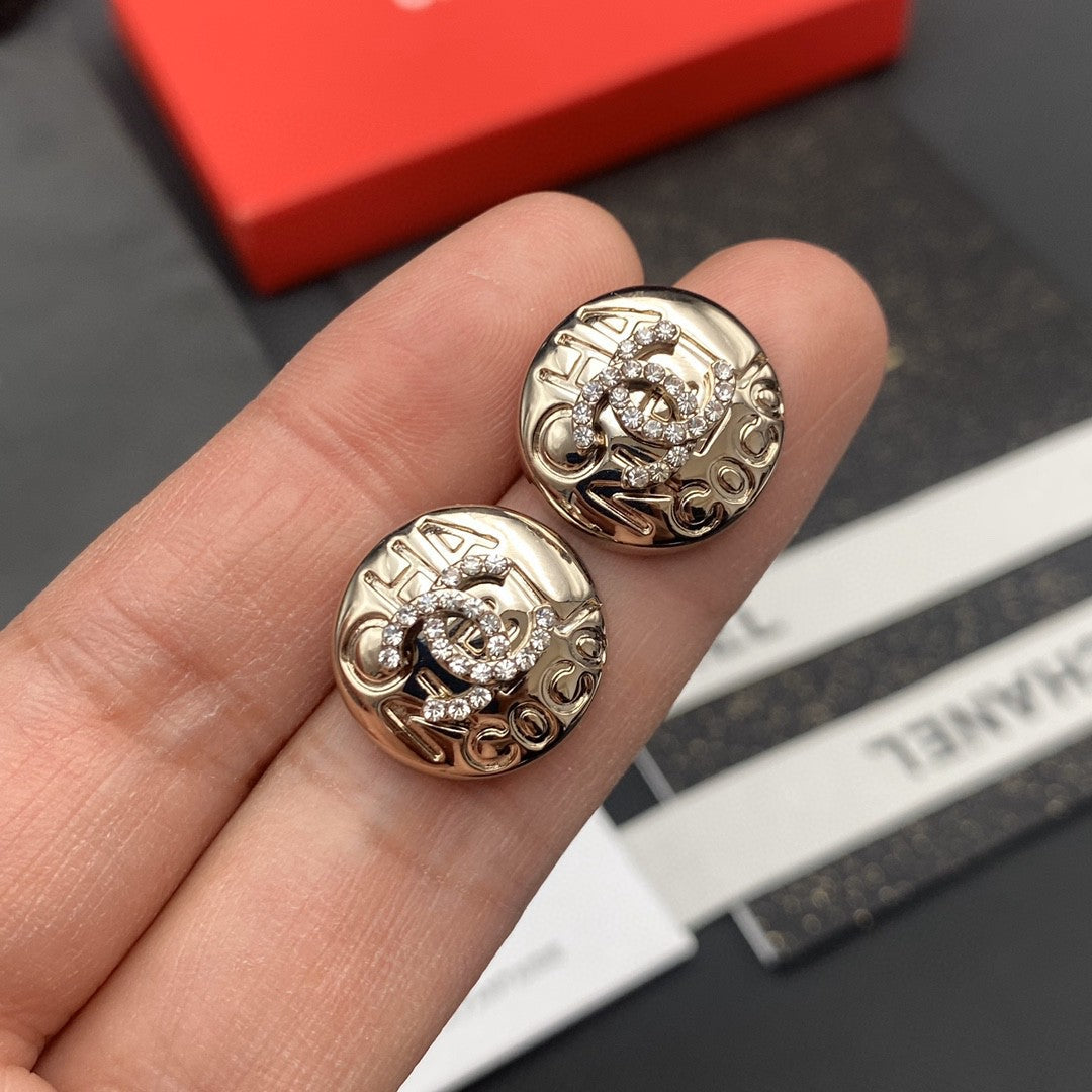 18K  Chanel Circle Diamond Earrings