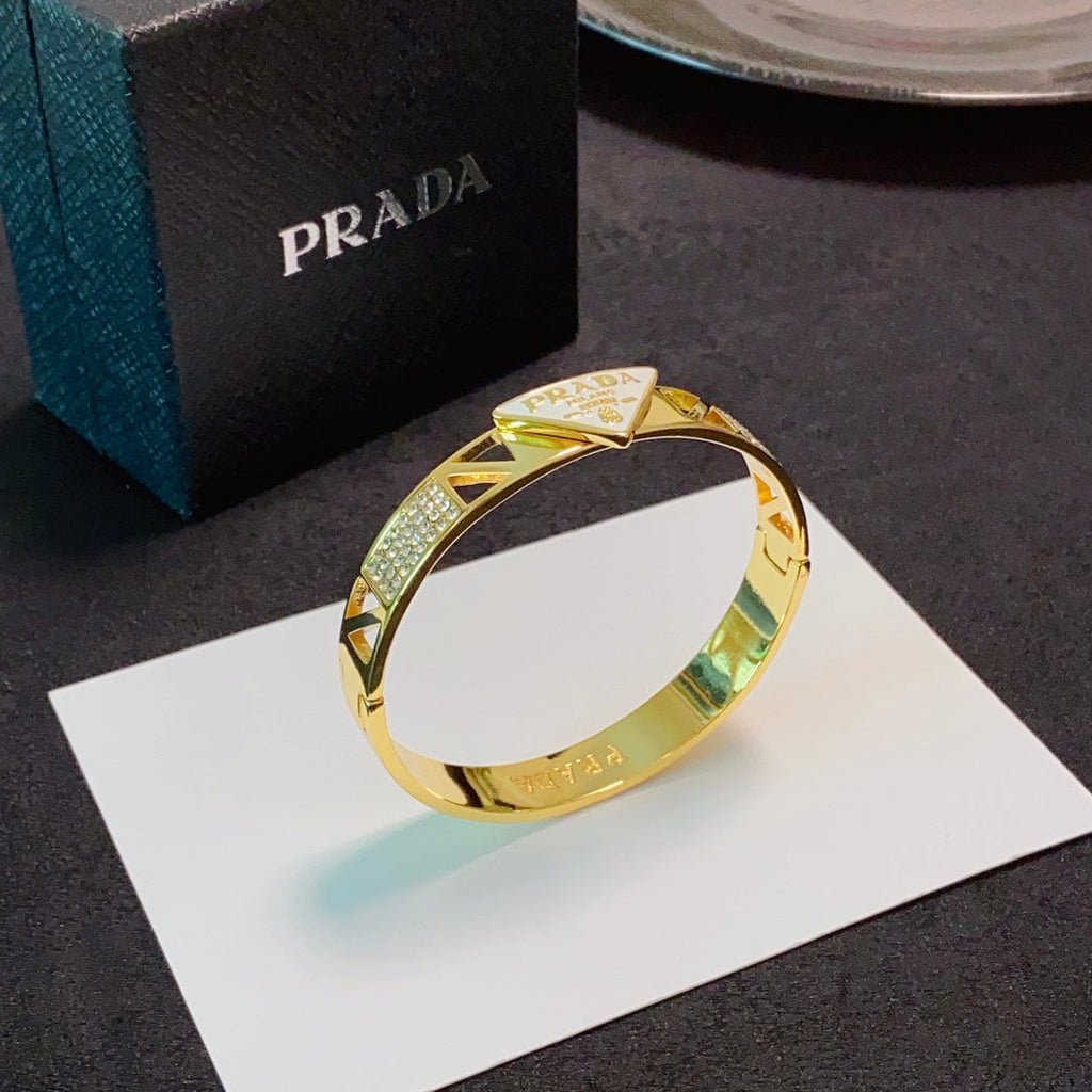 18K Prada Triangle Diamond Bracelet