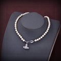 18K Vivienne West Mini Bas Relief Pearls Necklace