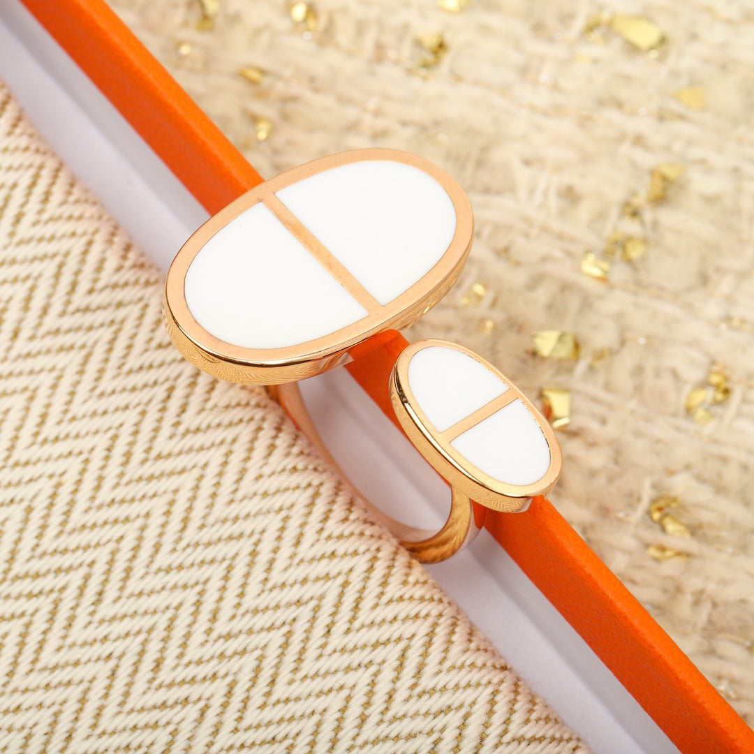 18K Chaine D'ancre Verso Large Hermes Ring