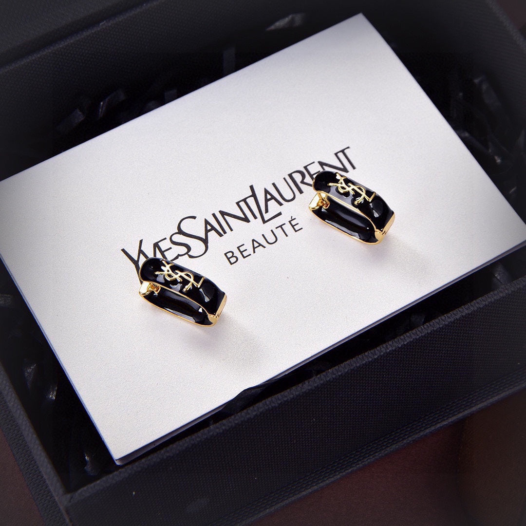 18K YSL Black Earrings