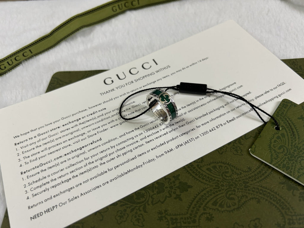 Double Gucci Interlocking Gucci Turquoise Enamel Ring