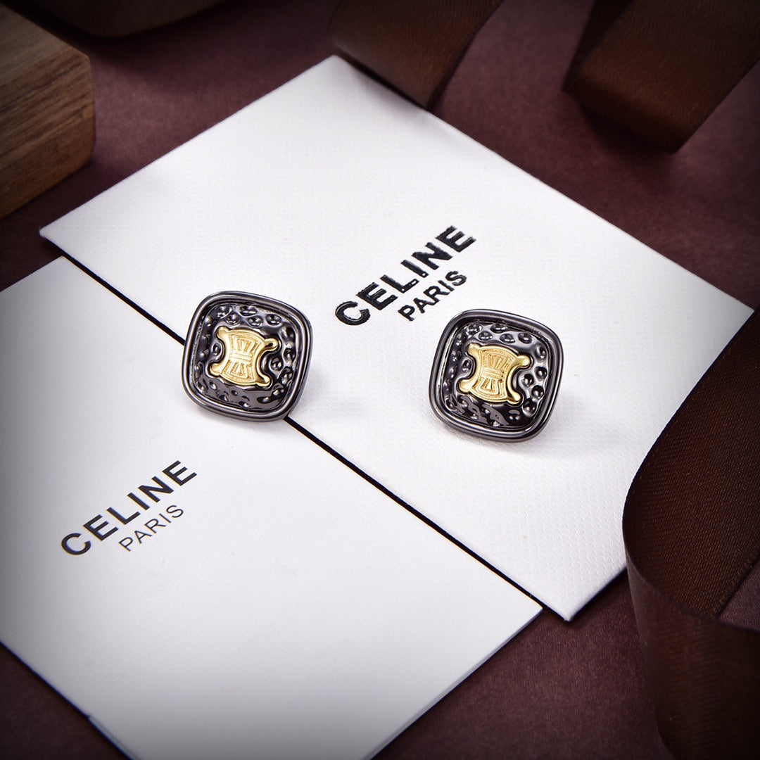 18K Celine Black Gold Earrings