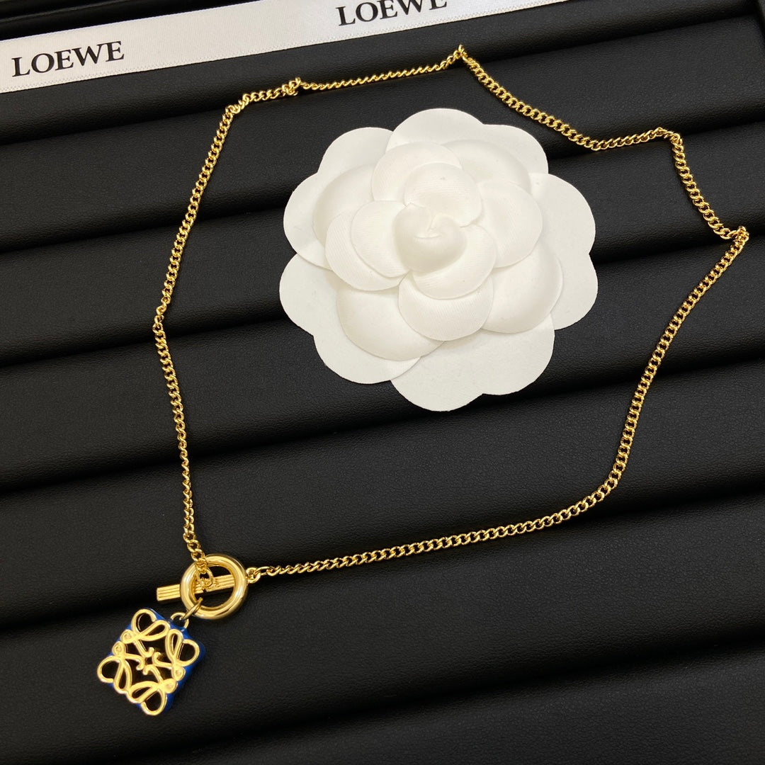 18K LOEWE Anagram Pendant Necklace